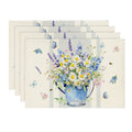 Sm:)e Butterfly Small Daisy Spring Placemats Set of 4, 12 x 18 Inch, Seasonal Spring Kitchen Dining Table Decoration for Home Party Decor