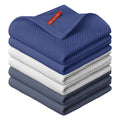 Sm:)e 100% Cotton Waffle Dishcloth, Nave Blue and Grey, 6 Pack Soft Absorbent Quick Dry Kitchen Cleaning Towels 12x12 Inch