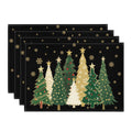 Sm:)e Multi Color Christmas Tree Snowflake Christmas Placemats 12 x 18 Inch, Set of 4, Winter Table Decor Supplies for Kitchen Dining & Holiday Party, Black