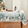 Sm:)e Christmas Tablecloth 60×60 Inch Square Golden Snow Deers Washable Table Cover for Party Picnic Dinner Decor