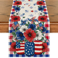Sm:)e Buffalo Plaid Flower Vase 4th of July Table Runner 13x72 Inch, Patriotic Decor Durable and Stylish Independence Day Party and Family Gathering Supply