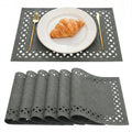 Sm:)e Hollow Out Laser Cut Grey Placemats Set of 4, Seasonal Summer Washable Kitchen Dining Table Decoration for Home Party Decor 12x18 Inch