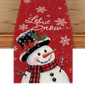 Smile Snowman Let It Snow Christmas Winter Red Table Runner 13 x 48 Inch