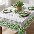 Sm:)e Buffalo Plaid Shamrock Eucalyptus St. Patrick's Day Tablecloth 60x120 Inch