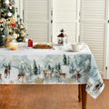 Sm:)e Christmas Tablecloth 60x104 Inch, Golden Snow Deers Washable Table Cover for Party Picnic Dinner Decor