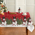 Sm:)e Snowman Cardinals Trees Snowflakes Winter Christmas Tablecloth 60 x 140 Inch, Red Xmas Table Decoration