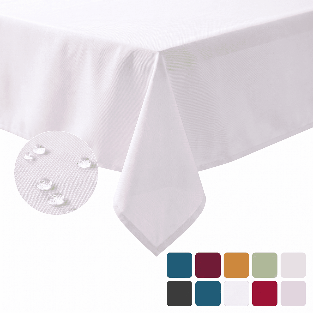 Sm:)e White Farmhouse Style Waterproof Tablecloth 60x120 Inch, Yarn-Dyed Woven Table Cover for Dining Decor, Rectangle