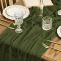 Sm:)e Olive Green Cheesecloth Table Runner 120 Inch Rustic Gauze Boho Chair Sashes for Bridal Shower Wedding Party Catering Home Decoration Supplies