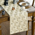 Sm:)e Beige Ghost Halloween Table Runner 13x72 Inch, Soft Plush Faux Fur Mantel Kitchen Dining Table Decor, Halloween Home Party Decor