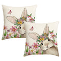 Sm:)e Rabbit Spring Throw Pillow Covers Set of 2, 18x18 Inch Easter Outdoor Cushion Case for Sofa Couch