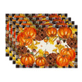Smile Buffalo Check Plaid Fall Thanksgiving Table Placemats 12 x 18 Set of 4, Pumpkins Mushrooms Birdhouse Maple Leaves