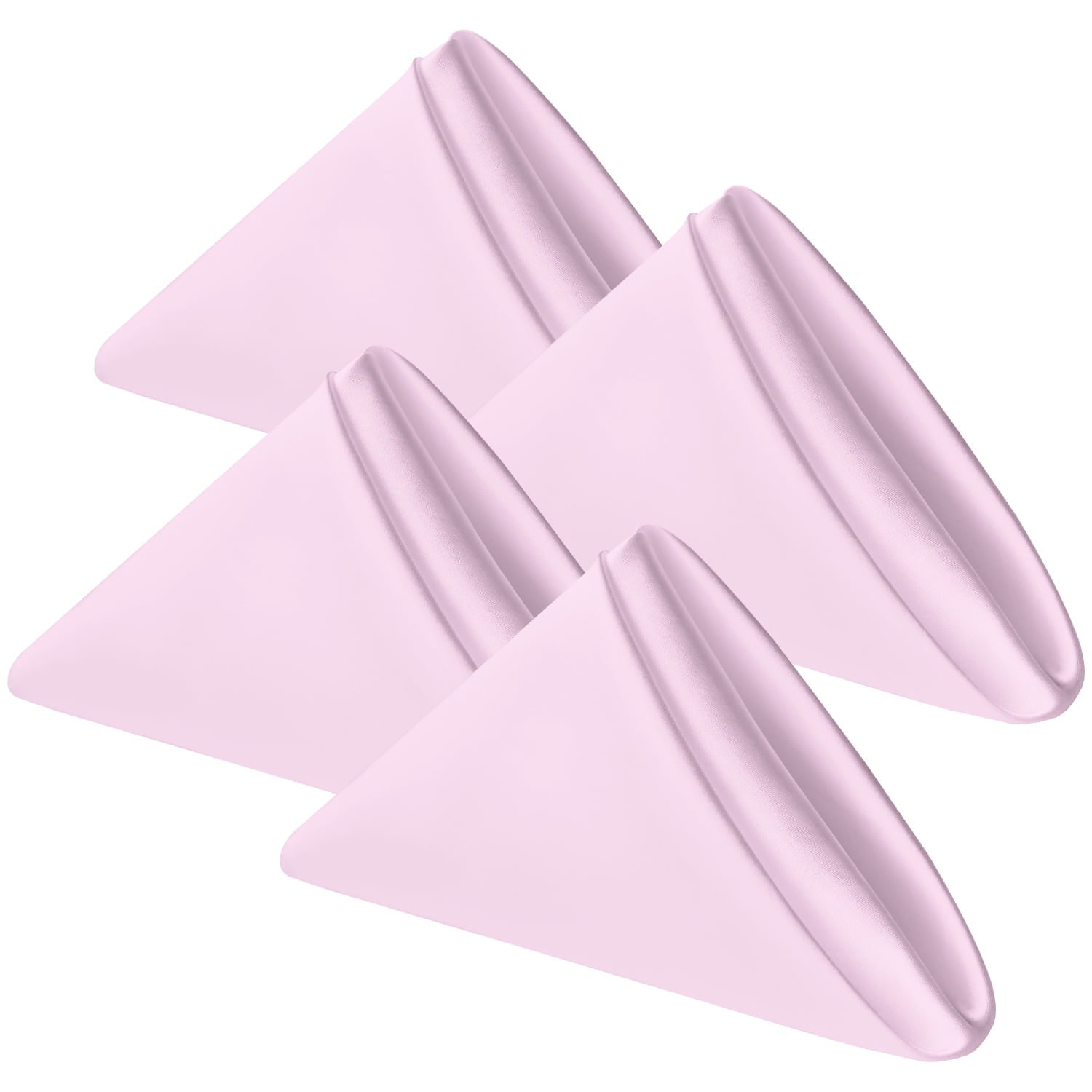 Sm:)e 17x17 inch 4 Pack Satin Napkins for Dinner Lunch Wedding Party, Silky Smooth Washable, Polyester, Pink, Square