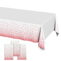 Plastic Table Cloth Disposable 3 Pack, 54 x 108 Inch, White, Red Dot, for Party Picnic Wedding