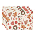 Sm:)e Red Snowman Gingerbread Man Christmas Placemats 12 x 18 Inch, Set of 4, Winter Table Decor Supplies for Kitchen Dining & Holiday Party
