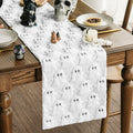 Sm:)e White Ghost Halloween Table Runner 13x90 Inch, Soft Plush Faux Fur Mantel Kitchen Dining Table Decor, Halloween Home Party Decor