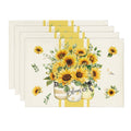 Sm:)e Summer Sunflowers Placemats Set of 4, 12 x 18 Inch, Vintage Spring Summer Flower Home Kitchen Dining Decor