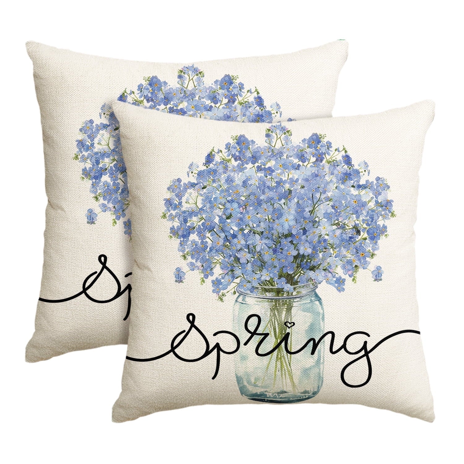 Sm:)e Lavender vasel Spring Pillow Covers Set of 2,18x18 Inch