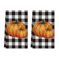 Sm:)e Pumpkin Buffalo Plaid Fall Kitchen Dish Towels 18x26 Inch Set of 2