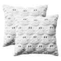 Sm:)e Cute Ghost Halloween Throw Pillow Covers 20x20 Inch, Soft Plush Faux Fur Embroidered Decorative Cushion Covers for Sofa Home Decor