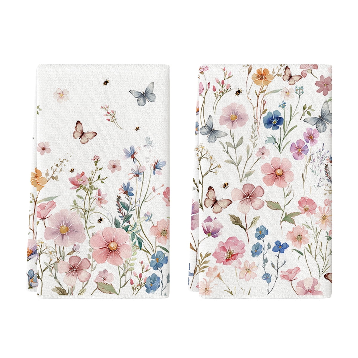 Sm:)e Flowers Sakura Butterfly Sping Kitchen Towels Set of 2, 18x26 Inch