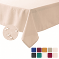 Sm:)e Beige Farmhouse Style Waterproof Tablecloth 60x84 Inch, Yarn-Dyed Woven Table Cover for Dining Decor, Rectangle