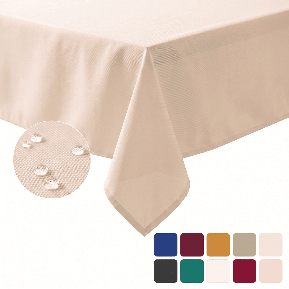 Sm:)e Beige Farmhouse Style Waterproof Tablecloth 60x84 Inch, Yarn-Dyed Woven Table Cover for Dining Decor, Rectangle