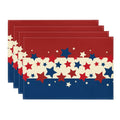 Sm:)e Independence Day Placemats Set of 4, Flax 4th of July Table Runners Holiday Decor,Red Blue White Table Runner for Party Dinning Kitchen Decorations,12 x 18 Inch