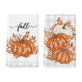 Sm:)e Orange Pumpkin Buffalo Plaid Fall Thanksgiving Kitchen Dish Towels 18x26 Inch Set of 2
