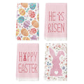 Sm:)e Eggs He is Risen Bunny Happy Easter Kitchen Dish Towels 18x26 Inch Set of 4 Pink