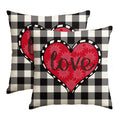 Sm:)e Buffalo Plaid Love Heart Valentines Day Throw Pillow Cover Set of 2, 18x18 Inch