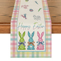 Sm:)e Buffalo Plaid Bunny Happy Easter Table Runner 13x72 Inch