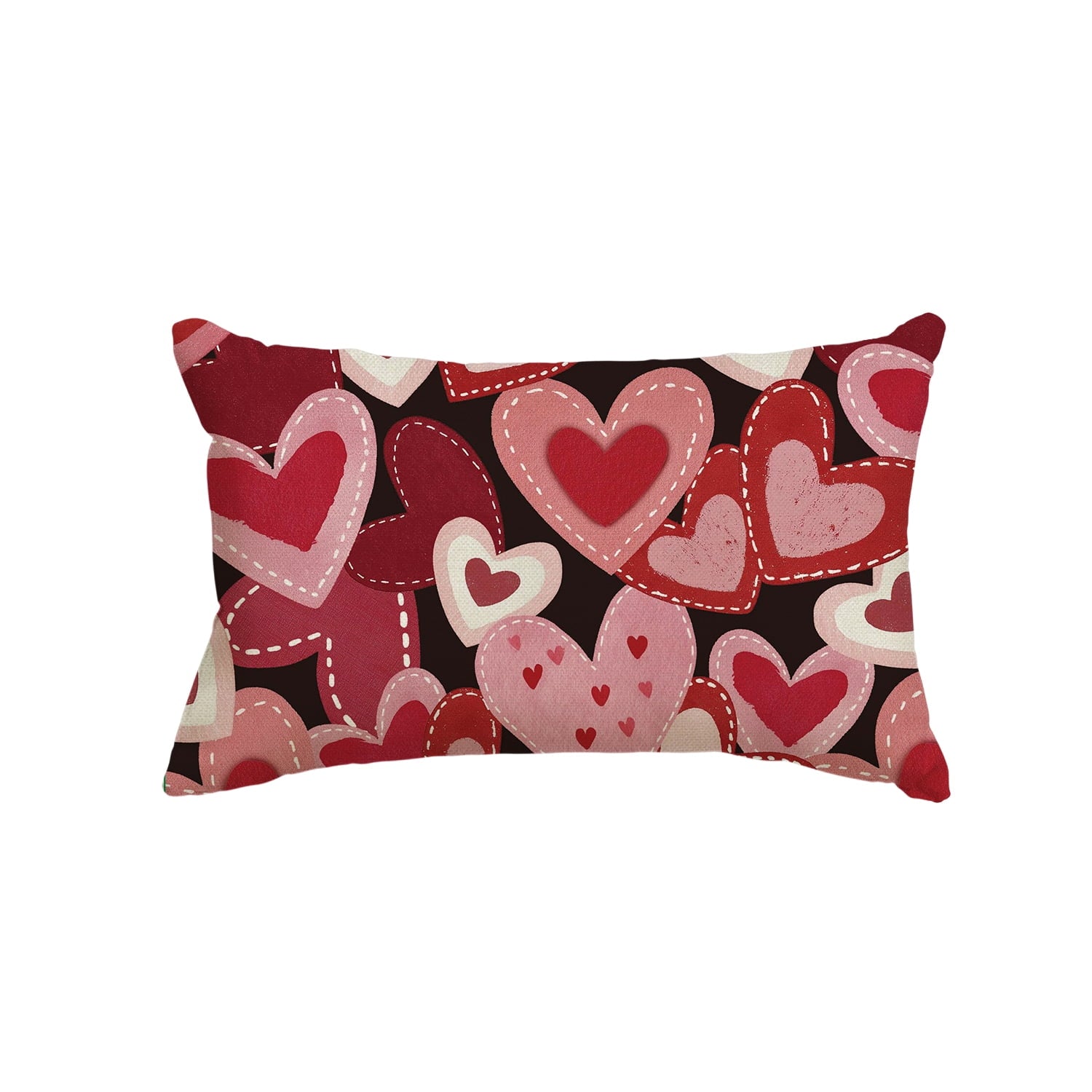 Sm:)e Red Heart Valentine's Day Throw Pillow Cover, 12 x 20 Inch Cushion Case Decoration for Sofa Couch