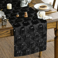 Sm:)e Black Ghost Halloween Table Runner 13x72 Inch, Soft Plush Faux Fur Mantel Kitchen Dining Table Decor, Halloween Home Party Decor
