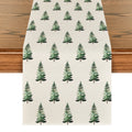 Sm:)e Xmas Tree Christmas Table Runner, Seasonal Winter Kitchen Dining Table Decoration for Home Party Decor 13x90 Inch