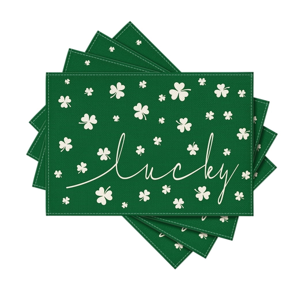 Smile Green Lucky Shamrock St. Patrick's Day Placemats 12 x 18 Inch Set of 4