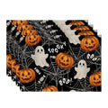 Sm:)e Boo Ghost Pumpkins Spider Halloween Placemats Set of 4, 12x18 Inch Holiday Table Mats for Indoor Outdoor Party Dining Decoration