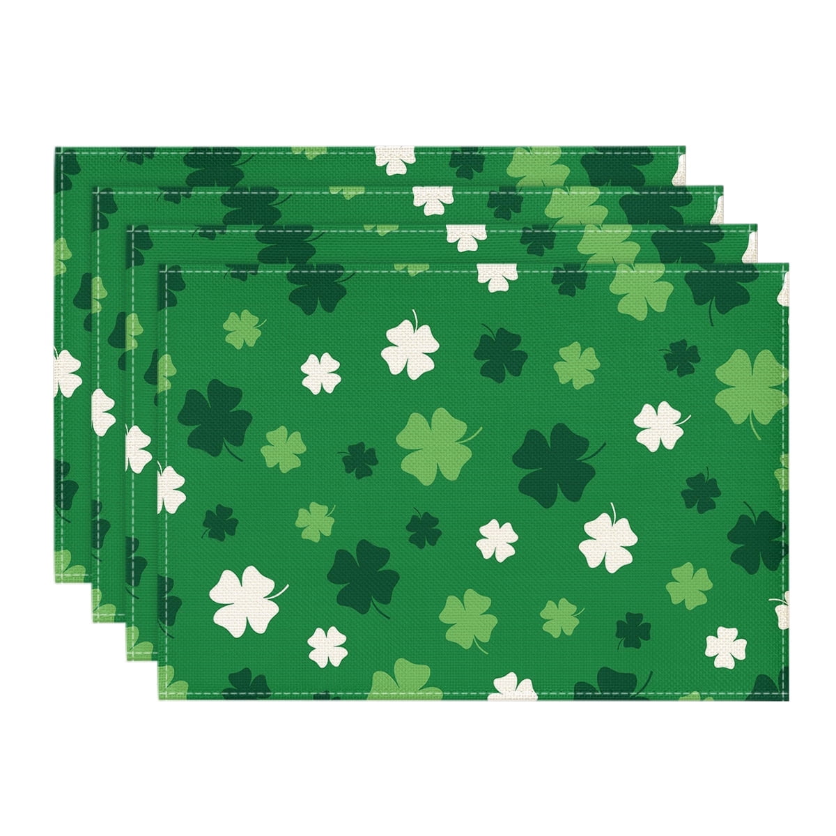 Sm:)e Green Shamrock St. Patrick's Day Placemats Set of 4, 12x18 inch