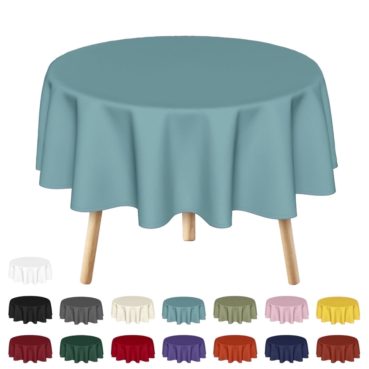 Sm:)e Stain and Wrinkle Resistant Fitable Aqua Table Cloth 70 Inch Round, Reusable and Washable Polyester Fabric Table Covers for Party, Wedding and Banquet Decoration 6ft Table