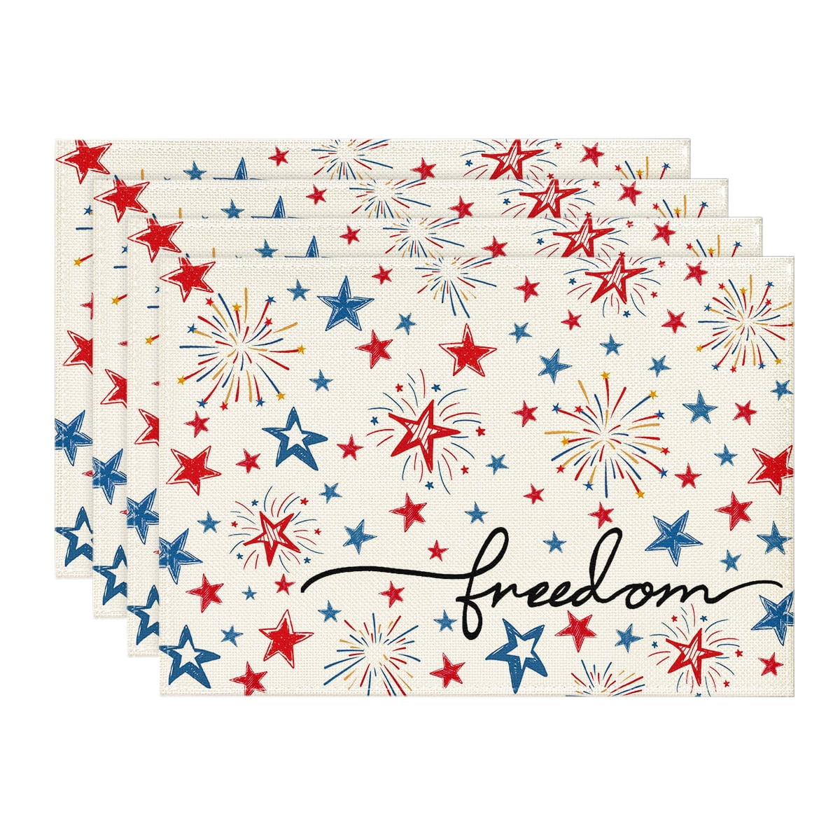Sm:)e Patriotic 4th of July Placemats Set of 4 Independence Day Freedom Table Mat 12 x 18 Inch
