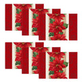 Smile Poinsettia Christmas Placemats for Xmas Winter Set of 6, 12 x 18 Inch, Red