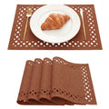 Sm:)e Hollow Out Laser Cut Orange Fall Placemats Set of 4, Seasonal Summer Washable Kitchen Dining Table Decoration for Home Party Decor 12x18 Inch