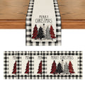 Smile Christmas Tree Buffalo Plaid Table Runner and Placemats, 13 x 72 Inch, 12 x 18 Inch