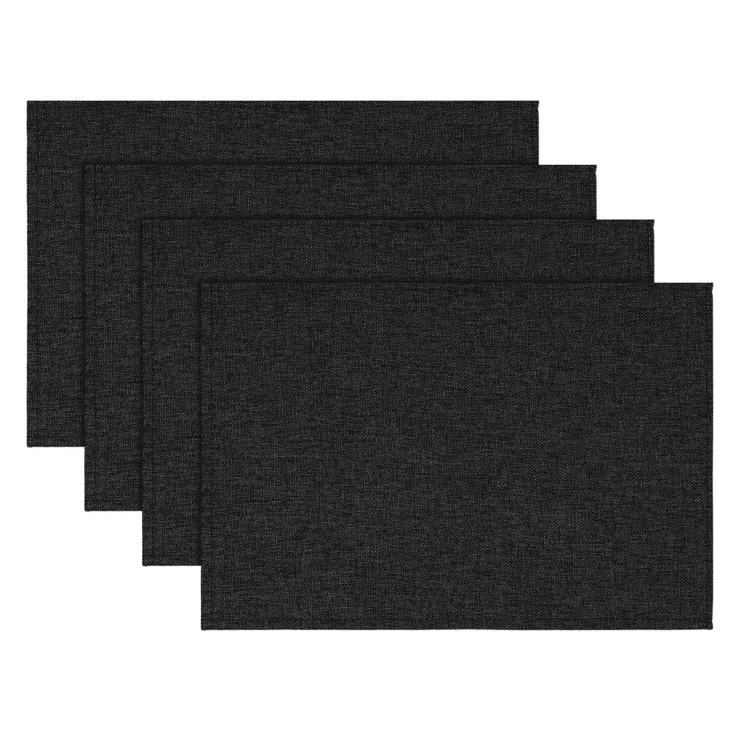 Sm:)e Black Placemats 12 x 18 Inch Set of 4, Seasonal Washable Kitchen Dining Table Decoration for Home Party,240g£¨0.53lb£©