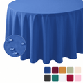 Sm:)e Royal Blue Farmhouse Style Waterproof Tablecloth 60 Inch, Yarn-Dyed Woven Table Cover for Dining Decor, Round