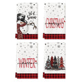 Sm:)e Black Red Buffalo Plaid Snowman Xmas Trees Christmas Kitchen Dish Towels 18 x 26 Inch Set of 4