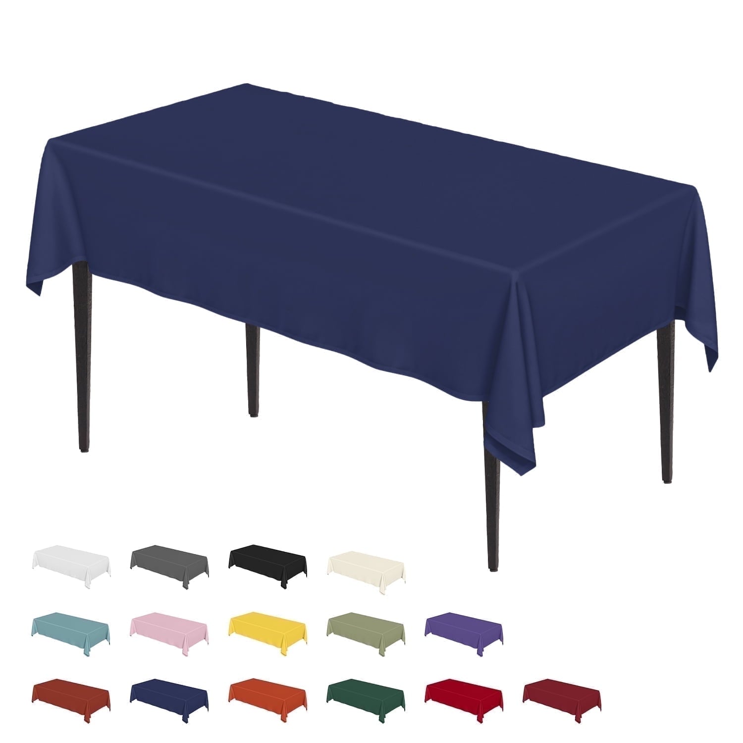 Sm:)e Stain and Wrinkle Resistant Fitable Navy Blue Table Cloth Rectangle 60x104 Inch, Reusable and Washable Polyester Fabric Table Covers for Party, Wedding and Banquet Decoration 6ft Table