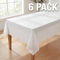 Plastic Table Cloth Disposable 6 Pack, 54 x 72 Inch, White, for Party Picnic Wedding