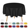 Sm:)e Stain and Wrinkle Resistant Fitable Black Table Cloth 70 Inch Round, Reusable and Washable Polyester Fabric Table Covers for Party, Wedding and Banquet Decoration 6ft Table