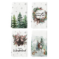 Sm:)eElk Trees Pine Cones Holly Berry Hello Winter Kitchen Towels Dish Towels, 18x26 Inch Bowknot Christmas Decoration Hand Towels Set of 4