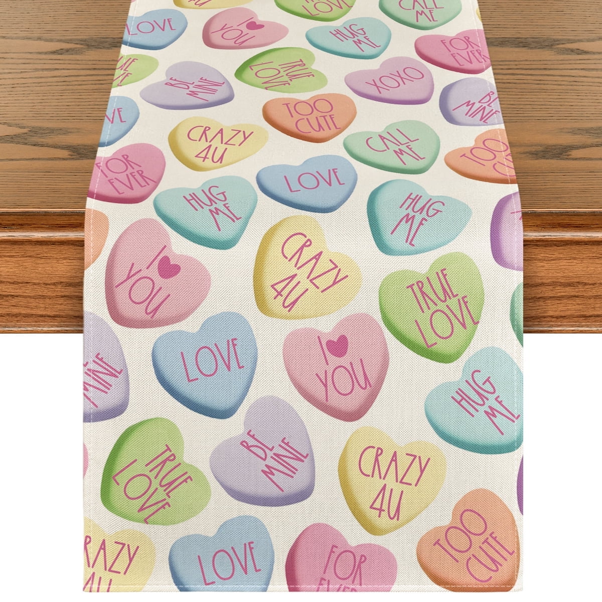 Sm:)e Ture Love Heart Valentine's Day Table Runner 13x72 Inch